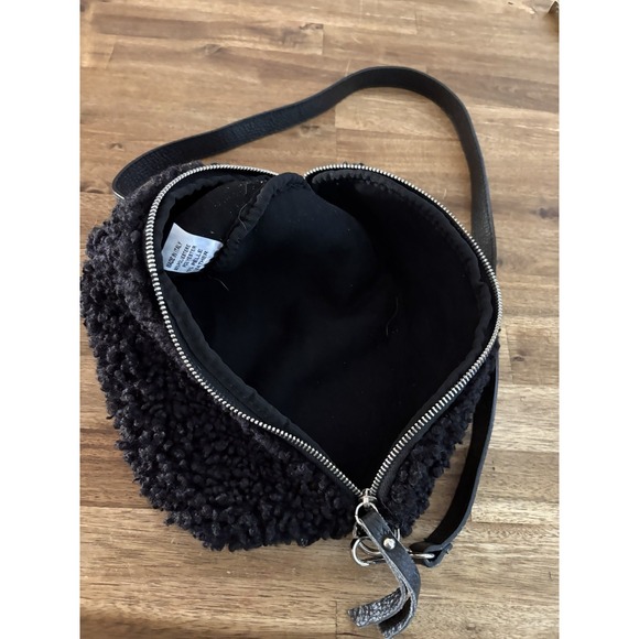 Bria Black Sherpa Crossbody Sling Bag Made In Italy - Picture 4 of 7